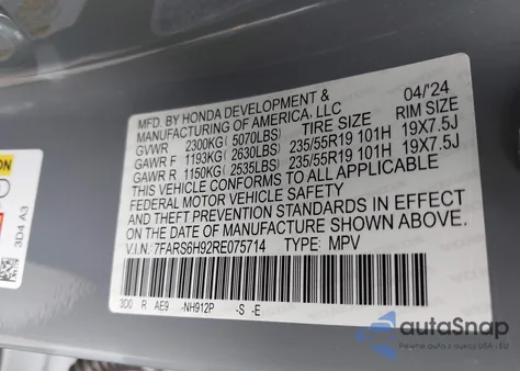 2024 Honda Cr-V Hybrid Sport Touring from USA, damaged, VIN 7FARS6H92RE075714